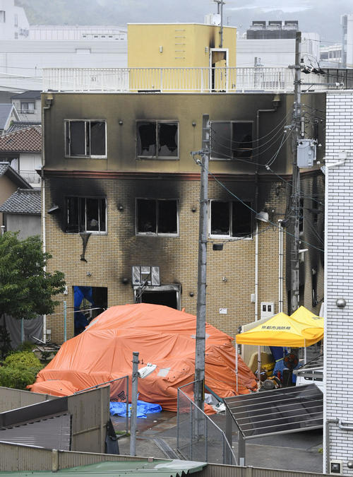 放火火災で多数の従業員らが犠牲となった「京都アニメーション」のスタジオ（共同）