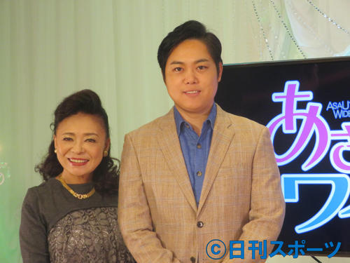 BS日テレ新番組「あさうたワイド」の収録に出席した松前ひろ子（左）と三井ひろし
