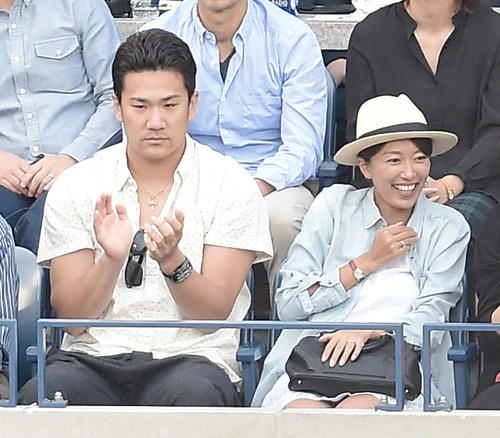 ヤンキース田中将大と里田まい夫人（14年9月撮影）