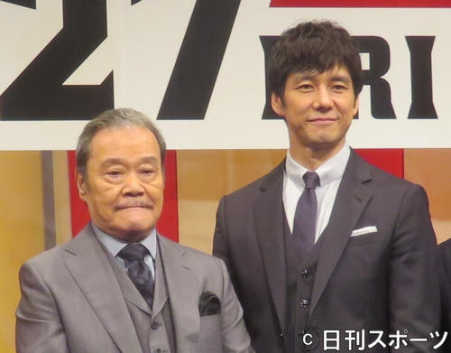 映画「任侠学園」でダブル主演の西田敏行（左）と西島秀俊
