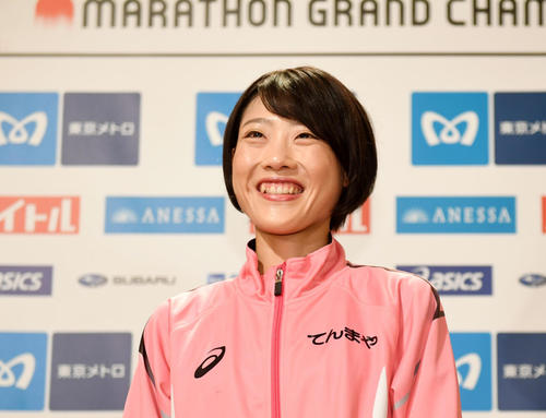 MGCから一夜明け、自身の走りを笑顔で振り返る前田（2019年9月16日）