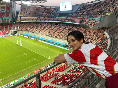 サモア戦観戦のために豊田スタジアムを訪れた山崎紘菜
