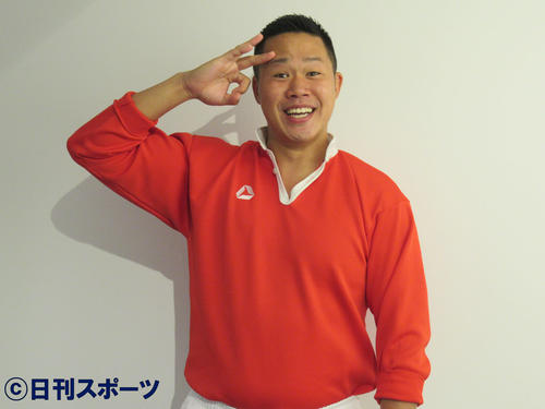 ラグビーW杯日本代表にエールを送ったしんや（撮影・星名希実）
