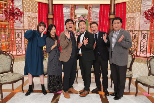 左から佐藤栞里、井森美幸、山里亮太、沢部佑、ヒロミ、小手伸也
