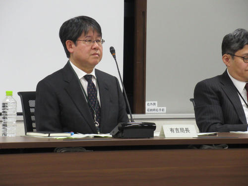NHK大阪放送局の定例会見に出席した有吉局長（撮影・星名希実）