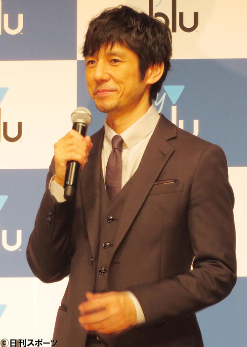 電子たばこ「myblu」新CM発表会で話す西島秀俊（撮影・佐藤成）