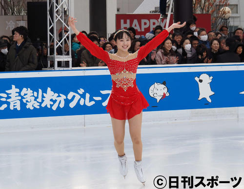 アイススケートイベントに出席した本田望結（撮影・遠藤尚子）