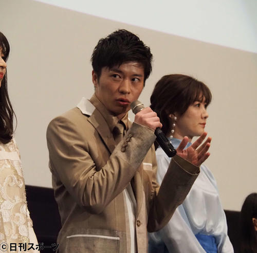 映画「mellow」初日舞台あいさつに出席した田中圭（撮影・遠藤尚子）