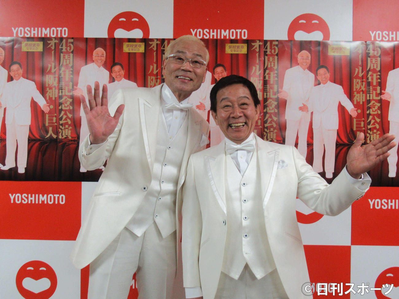 45周年記念公演の取材会に出席したオール巨人（左）とオール阪神（撮影・星名希実）