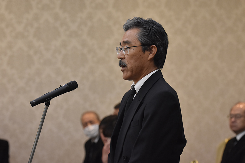 松島アナの葬儀で弔辞を読む松沼博久氏（文化放送提供）