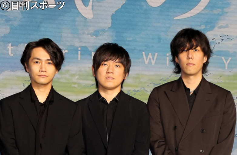 RADWIMPS　左から武田祐介、桑原彰、野田洋次郎（2019年7月2日撮影）