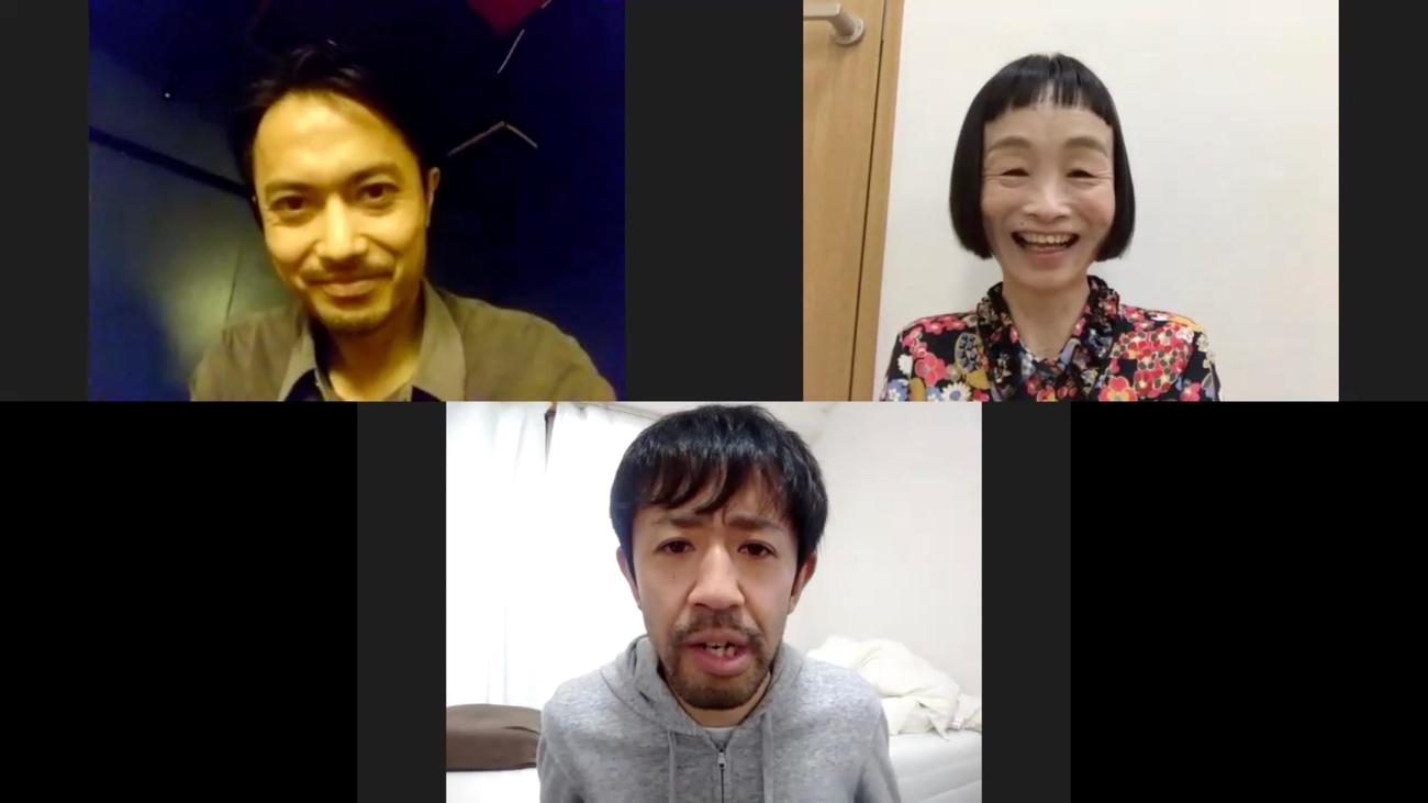 「カメラを止めるな！　リモート大作戦！」に出演した、上段左から大沢真一郎、どんぐり、下段は濱津隆之（c）カメラを止めるな！リモート大作戦！