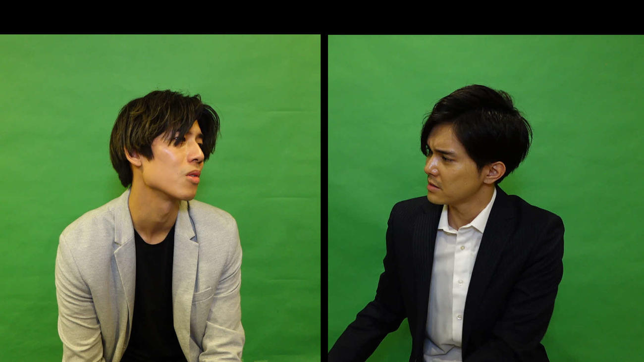 配信チャンネル「ボイメン☆ドライブ」で、リモートドラマの撮影を行う水野勝（右）と吉原雅斗（C）FORTUNE　ENTERTAINMENT