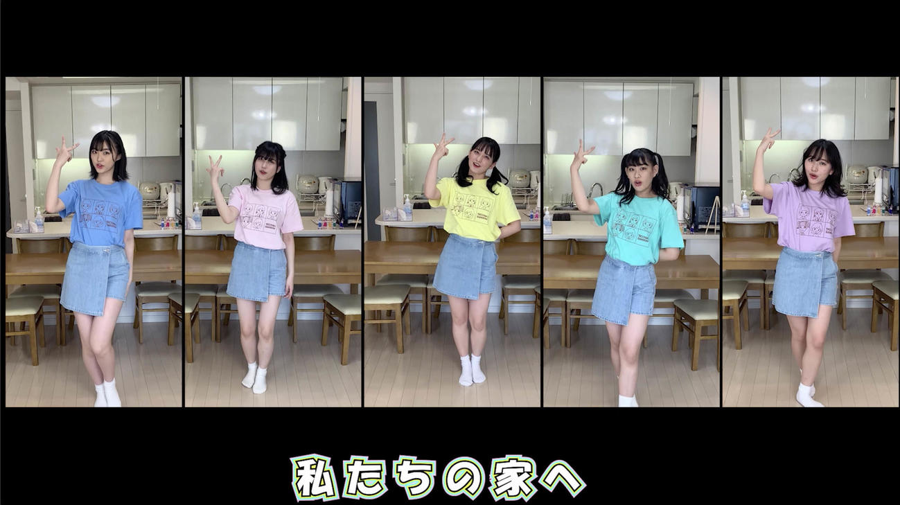 「一緒に帰ろう」で手話ダンスを披露するたこやきレインボー。左から春名真依、彩木咲良、清井咲希、根岸可蓮、堀くるみ（外部提供）