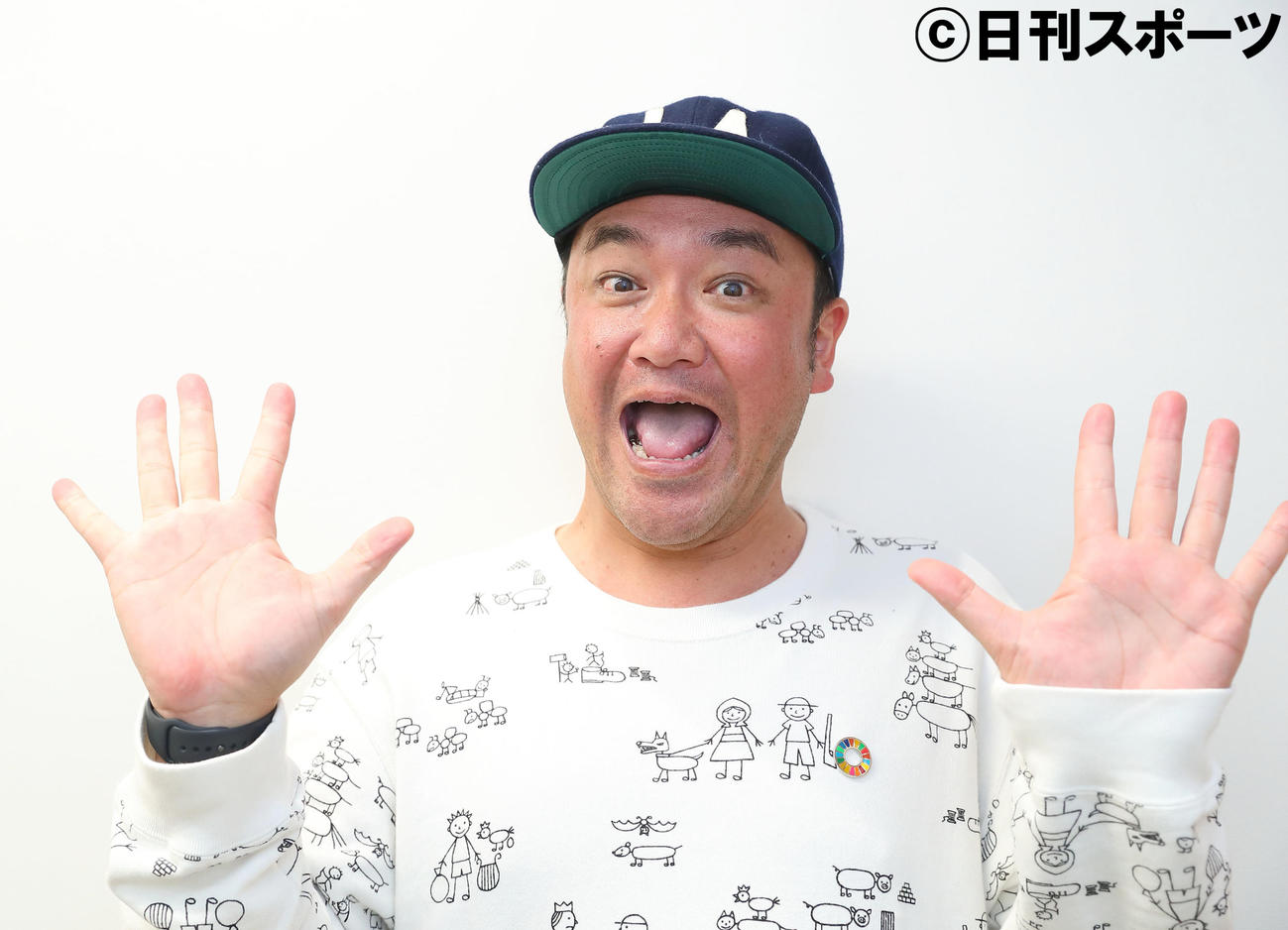 阪神西勇にエールを送るたむらけんじ（撮影・前田充）