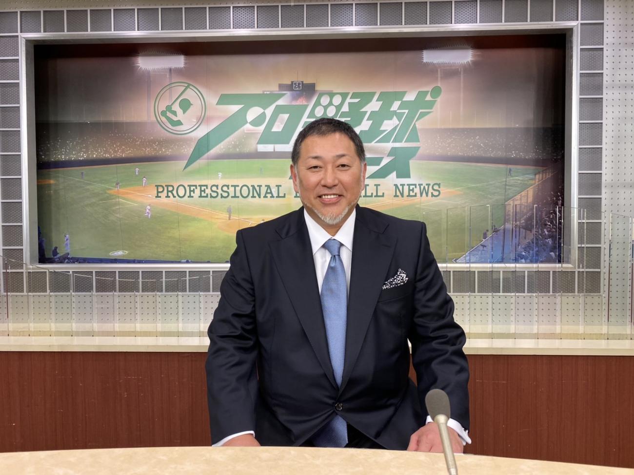 CSフジテレビONE「プロ野球ニュース　2020」のスタジオで笑顔を見せる清原和博氏