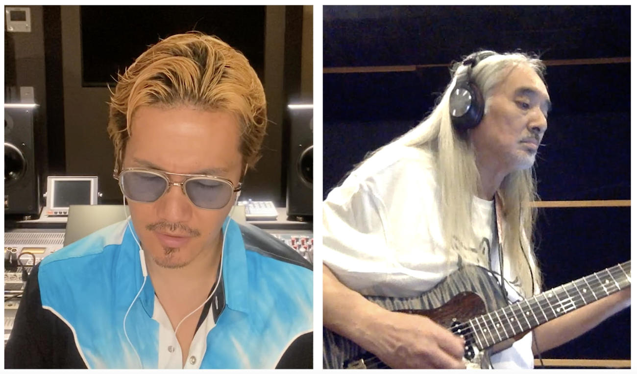 「Musician　Aid　Japan　Project」の第1弾として今剛（右）とリモートでセッションするATSUSHI
