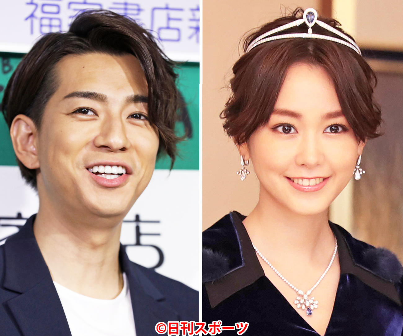 三浦翔平（左）と桐谷美玲