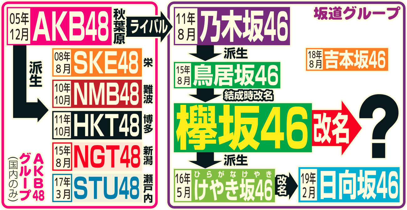 欅坂46が改名再出発 再び衝撃 グループ相関図 坂道写真ニュース 日刊スポーツ