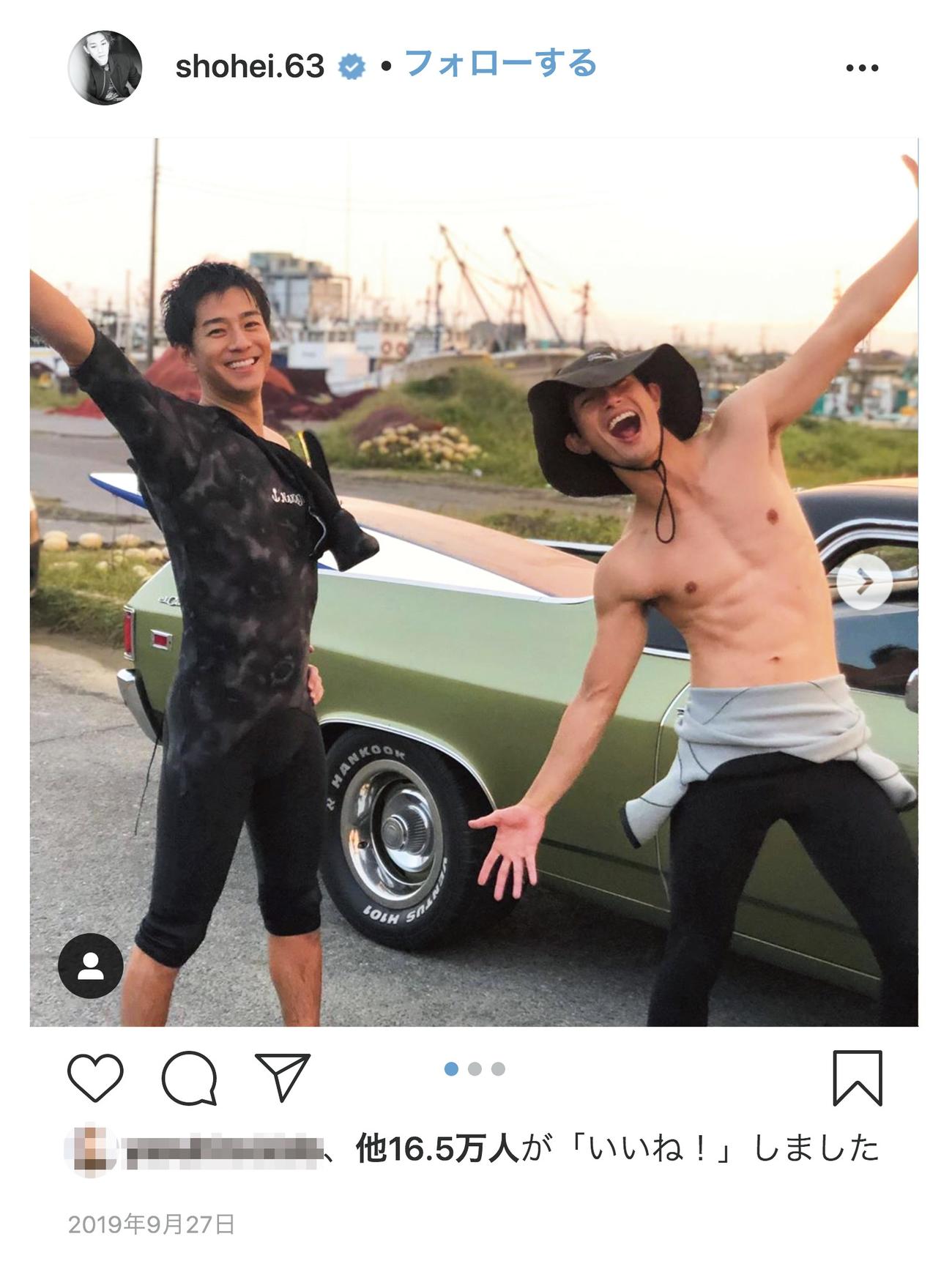 三浦翔平のインスタグラムより（19年9月27日に投稿）