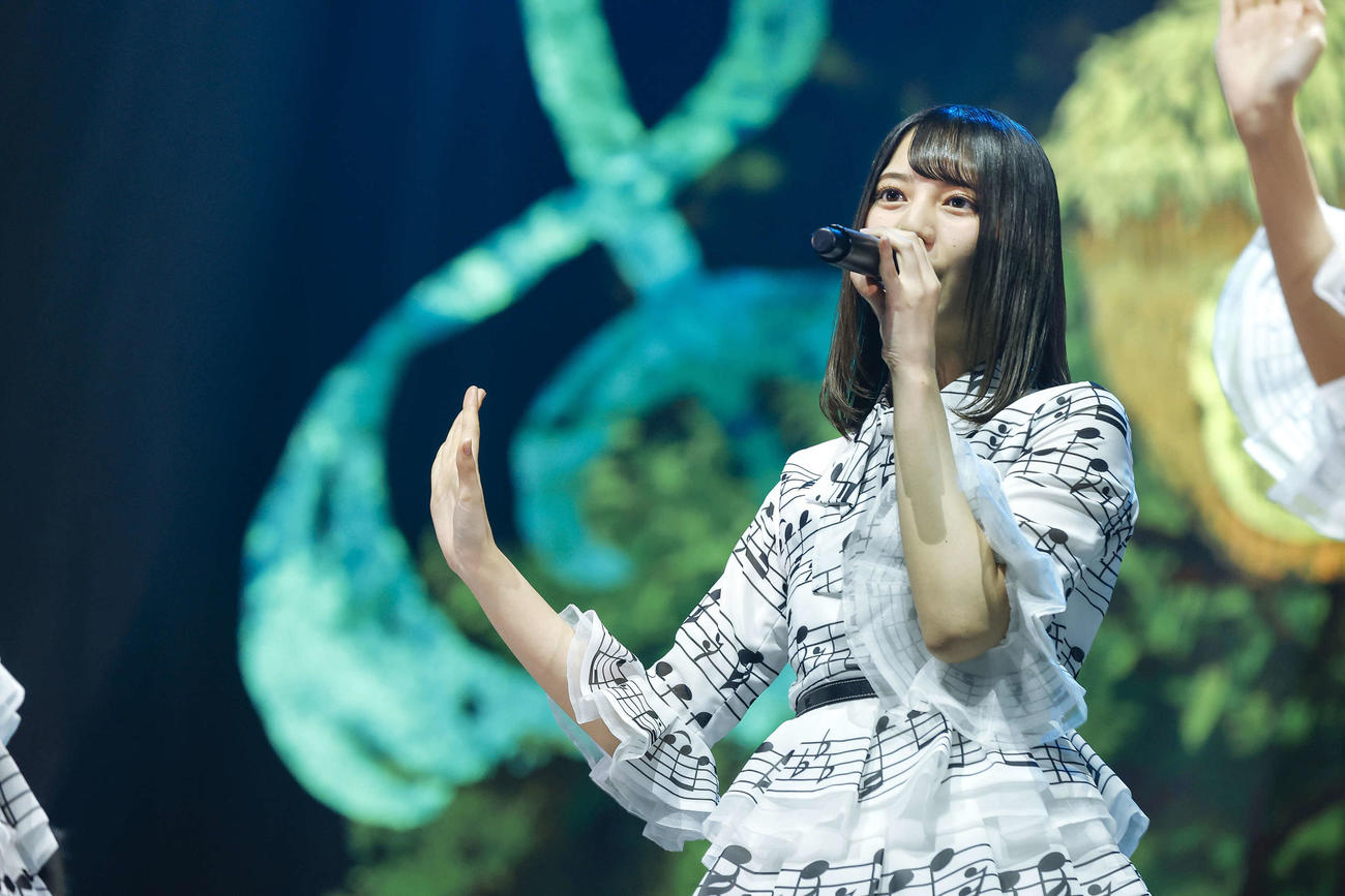 オンラインライブを開催した日向坂46の小坂菜緒（上山陽介氏撮影）