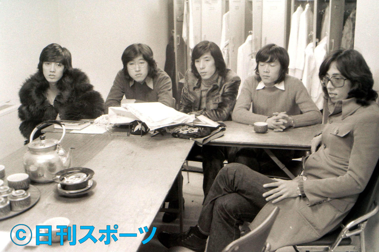 1971年1月　解散公演をしたザ・タイガースの左から沢田研二、岸部四郎さんらメンバー