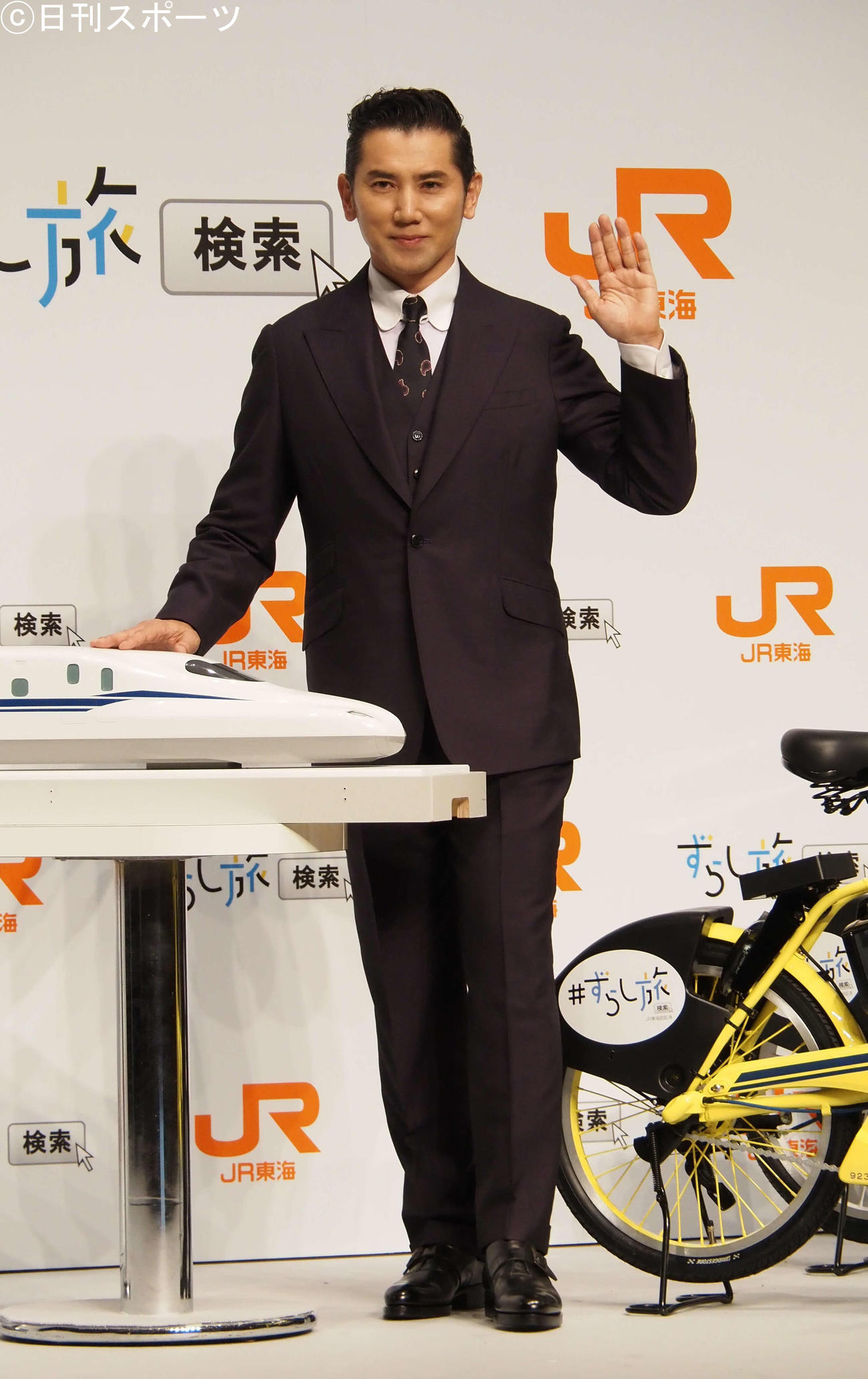 「ひさびさ旅は、新幹線！～旅は、ずらすと、面白い～」新CM発表会に出席した本木雅弘（撮影・遠藤尚子）