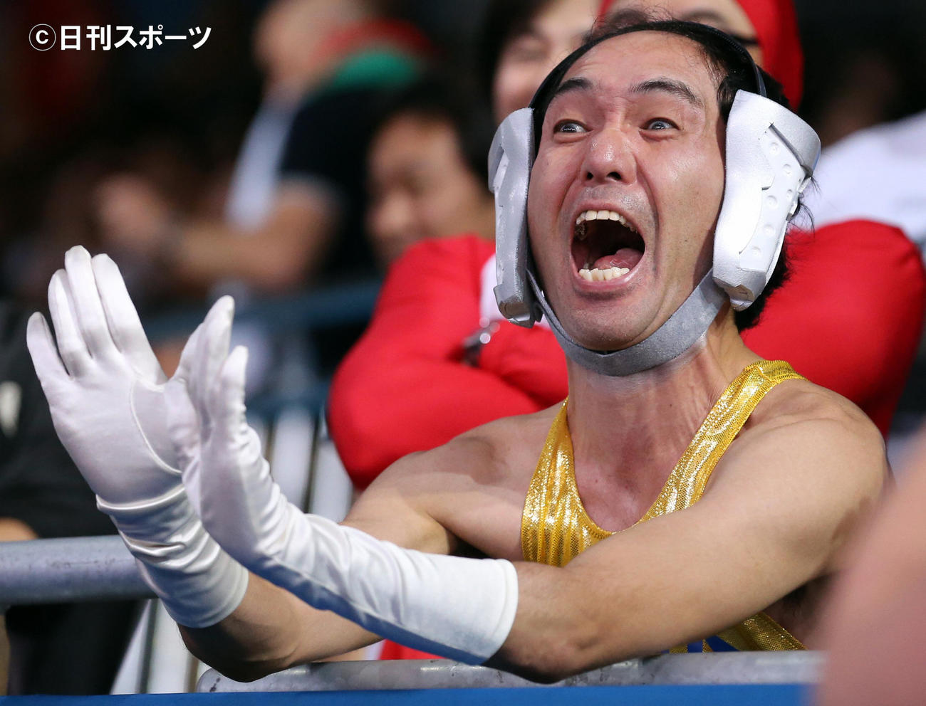 ロンドン五輪女子レスリングで吉田沙保里の応援に駆けつけた江頭2:50（12年8月撮影）