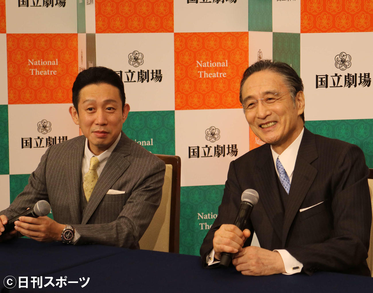 国立劇場11月歌舞伎公演「彦山権現誓助剣　毛谷村」の取材会に出席した片岡孝太郎（左）、片岡仁左衛門