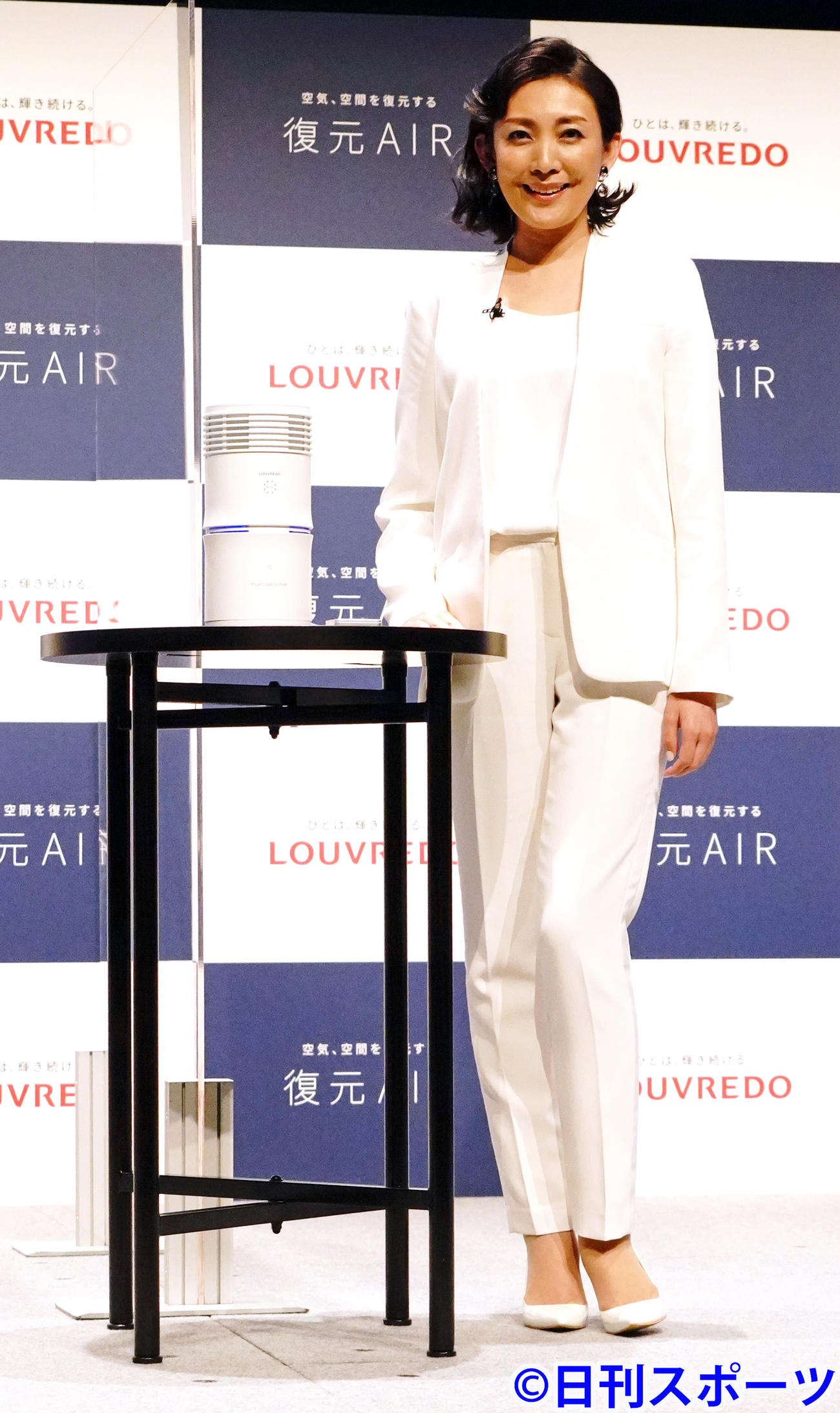 ルーブルドーの空気清浄器「復元AIR」の商品発表会に出席した田中美里（撮影・佐藤成）