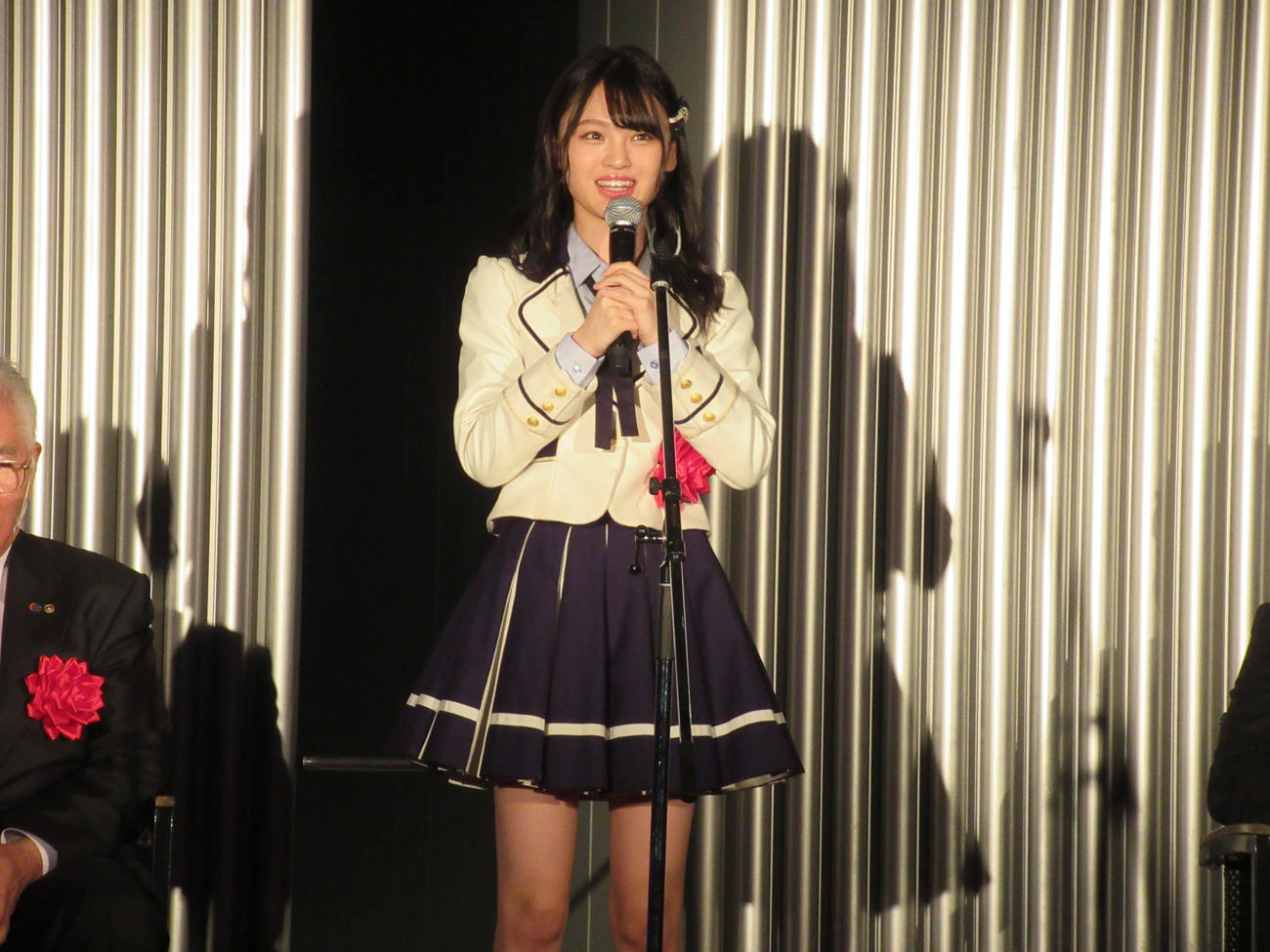 「大阪インフィオラータ2020withFlower’sYELL」のオープニングセレモニーに出席したNMB48新澤菜央（撮影・星名希実）