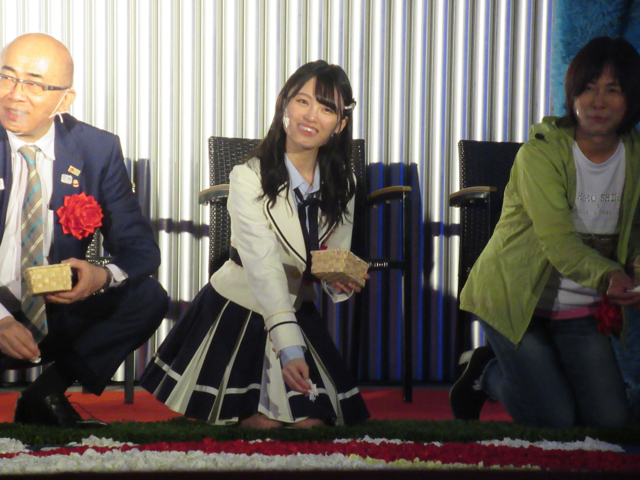 「大阪インフィオラータ2020withFlower’sYELL」のオープニングセレモニーに出席したNMB48新澤菜央（撮影・星名希実）