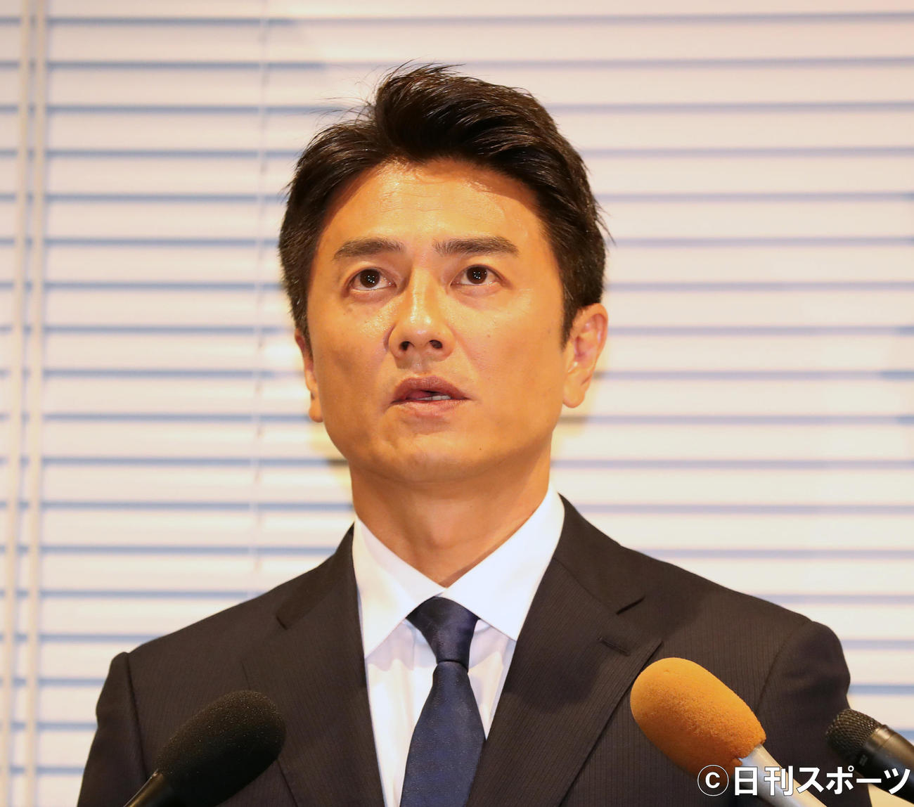 不倫騒動について会見する原田龍二（2019年5月31日撮影）