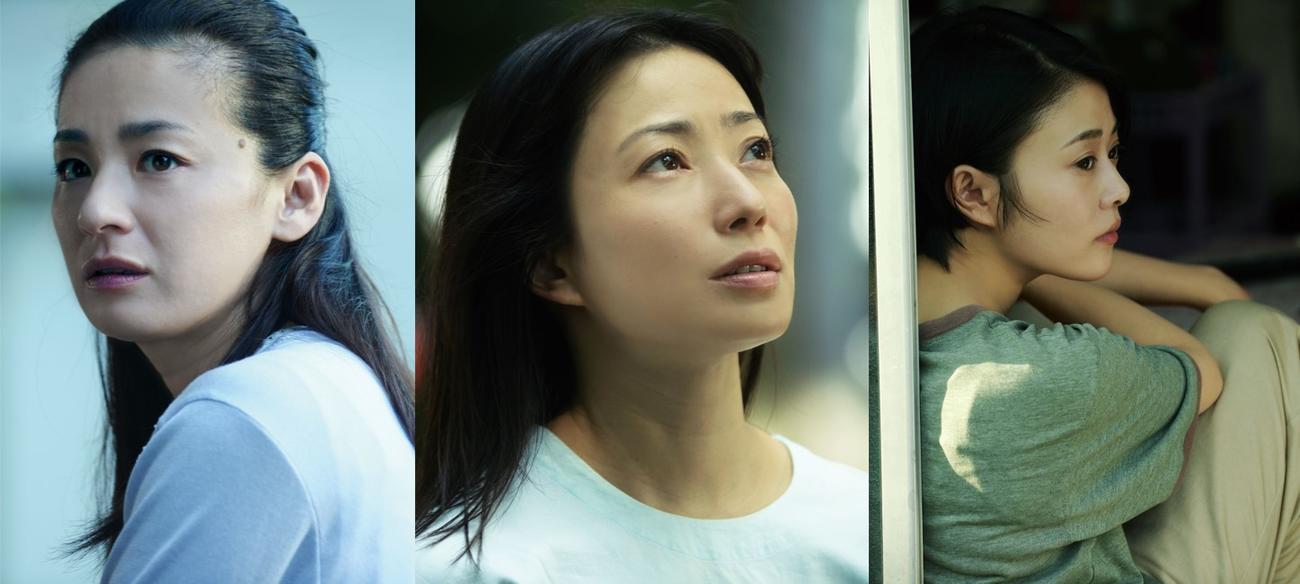 映画「明日の食卓」で同じ名の10歳の息子を持つ3人の母親を演じる、左から尾野真千子、菅野美穂、高畑充希
