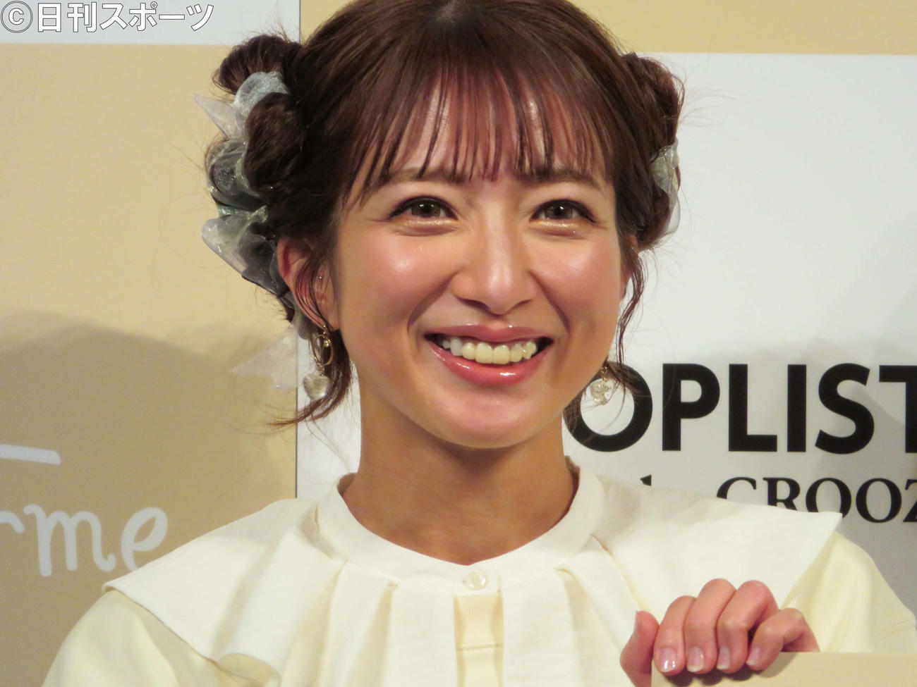 「子ども服ブランド『Ange　Charme（アンジャシャルム）』記者発表会に出席した辻希美（撮影・三須佳夏）