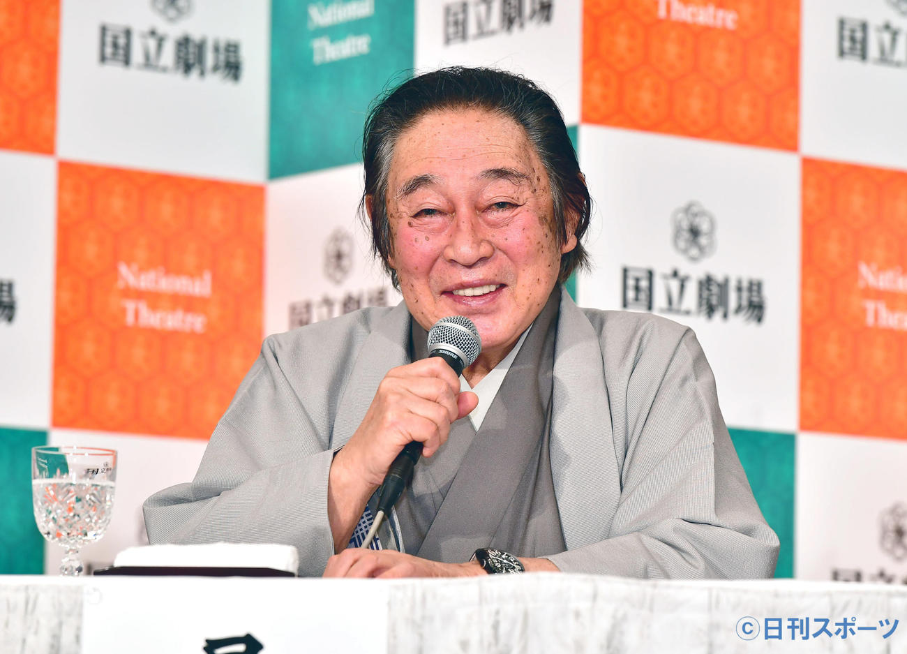 国立劇場令和3年初春歌舞伎公演「四天王御江戸鏑」取材会に臨む尾上菊五郎（撮影・小沢裕）