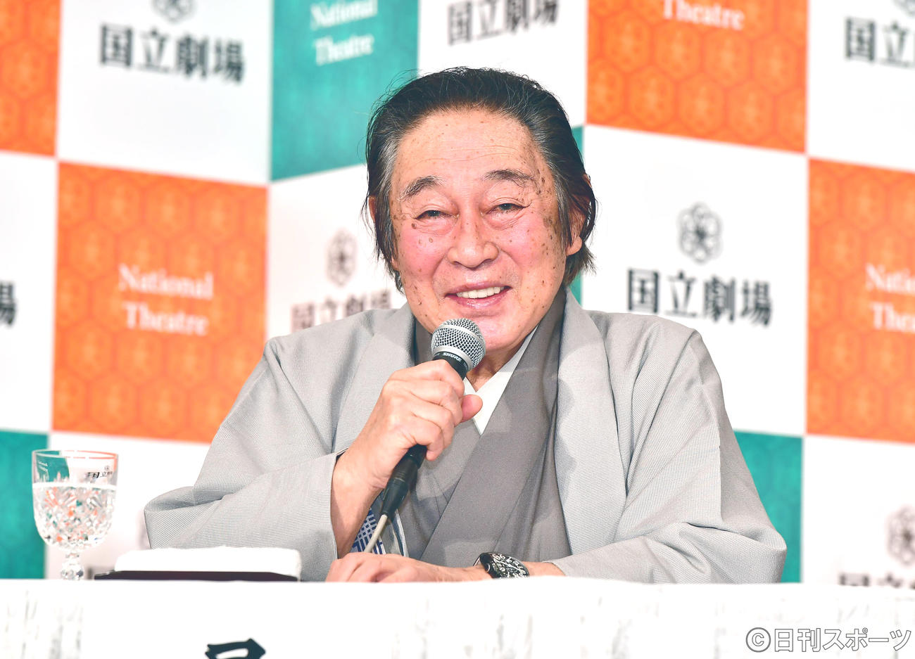 国立劇場令和3年初春歌舞伎公演「四天王御江戸鏑」取材会に臨む尾上菊五郎（撮影・小沢裕）