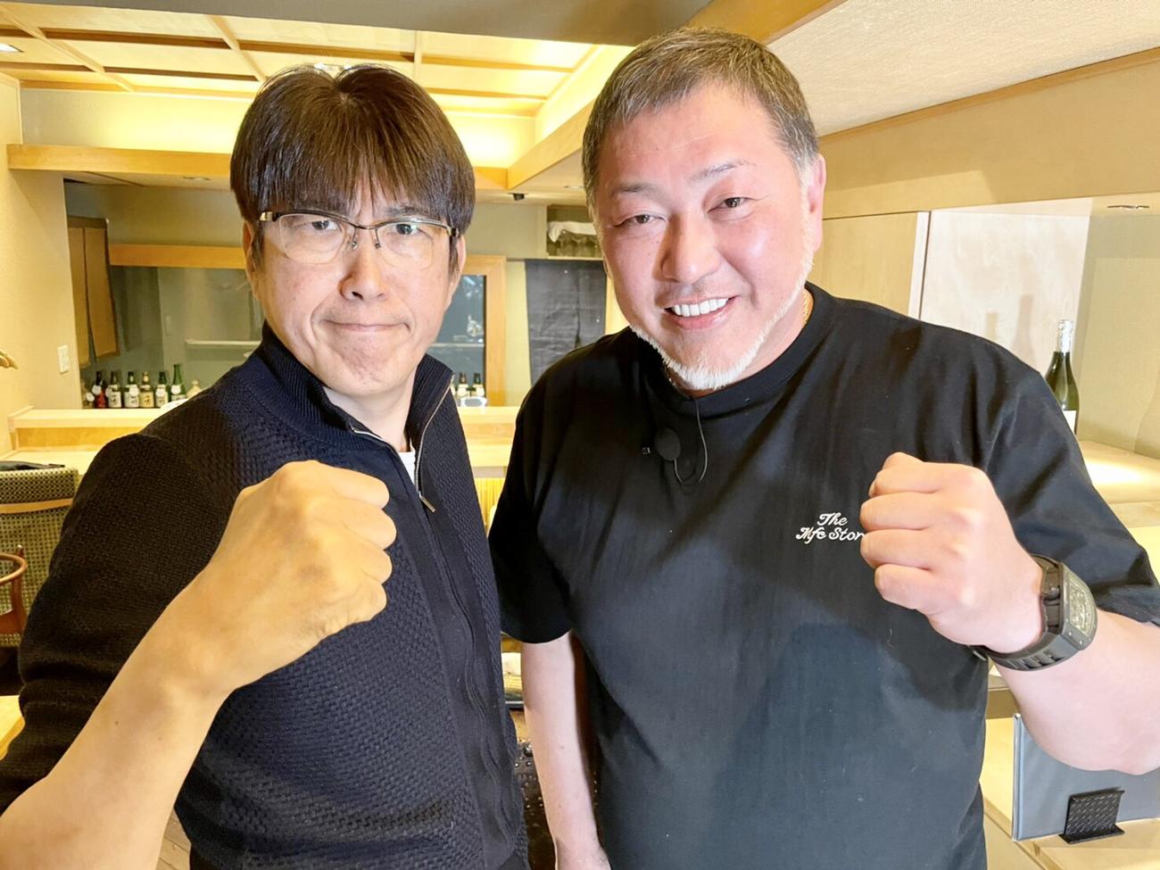 清原和博（右）のYouTubeチャンネル「清ちゃんスポーツ」にゲスト出演した石橋貴明