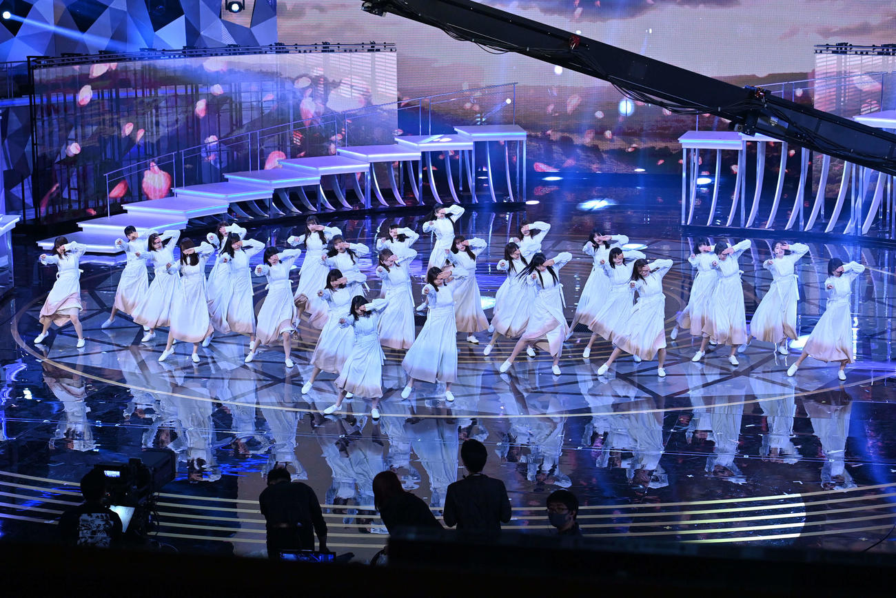 紅白歌合戦のリハーサルに登場した櫻坂46（代表撮影）