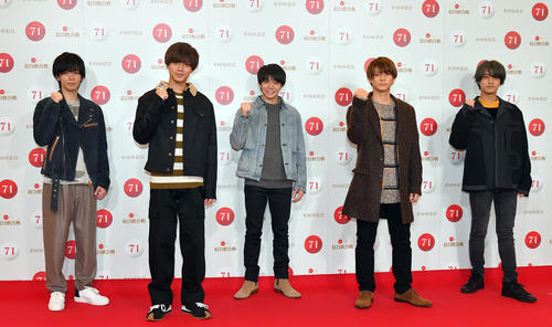 紅白歌合戦のリハーサルに登場したKing＆Prince。左から神宮寺勇太、永瀬廉、岸優太、平野紫耀、高橋海人（代表撮影）