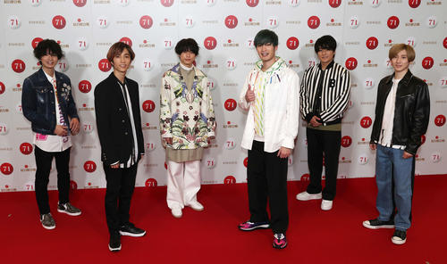 紅白歌合戦のリハーサルに登場したSixTONES。左から高地優吾、田中樹、松村北斗、ジェシー、森本慎太郎、京本大我（代表撮影）