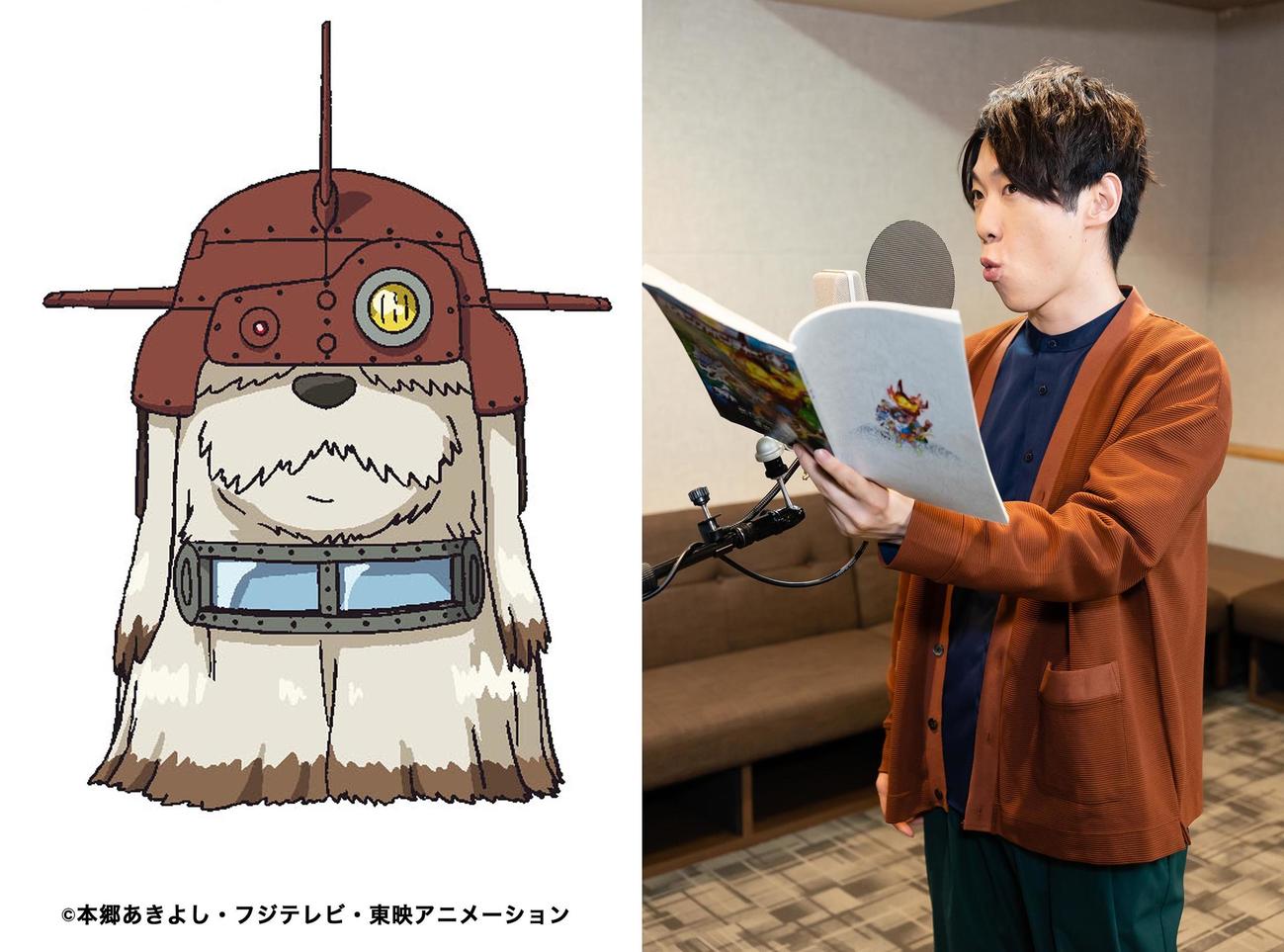 フジテレビ系アニメ「デジモンアドベンチャー：」でコモンドモン（左）の声優を演じる横山だいすけ