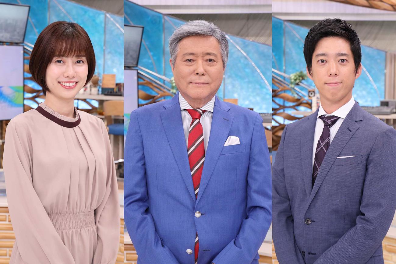 フジテレビ系情報番組「情報プレゼンターとくダネ！」のキャスター陣。左から山崎夕貴アナ、小倉智昭キャスター、立本信吾アナ（C）フジテレビ