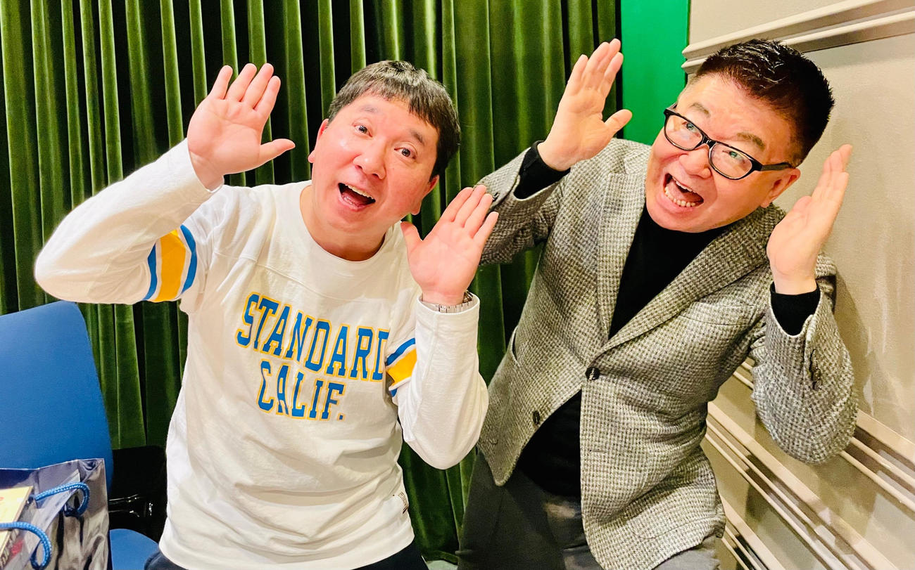 田中裕二（左）と生島ヒロシ
