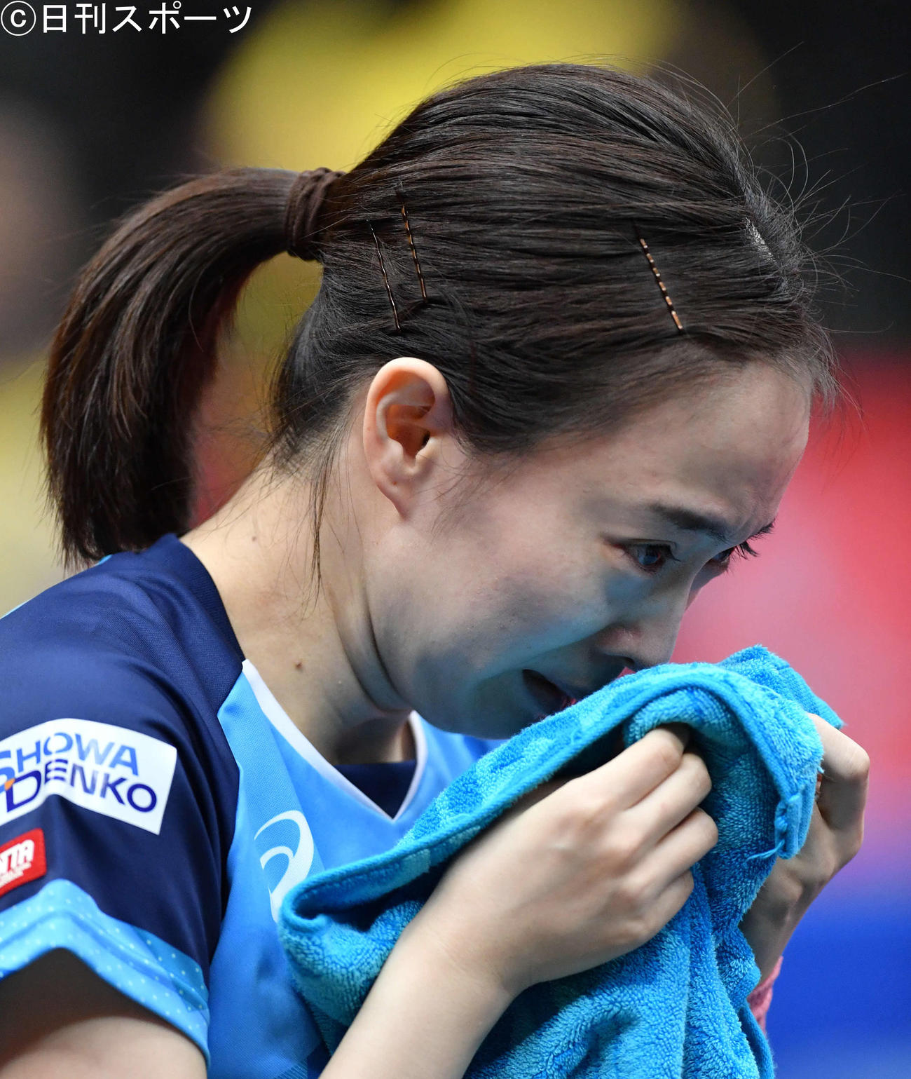 全日本卓球選手権　女子シングルス優勝を決め、涙があふれだす石川佳純（2021年1月17日撮影）