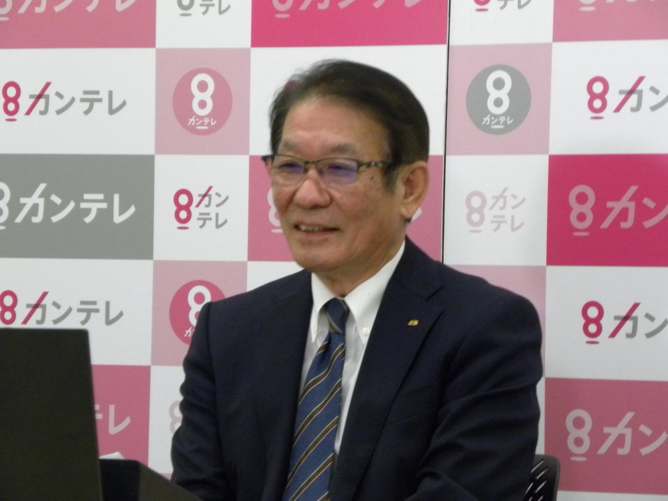 新春社長会見をオンラインで行ったカンテレの羽牟正一社長（カンテレ提供）