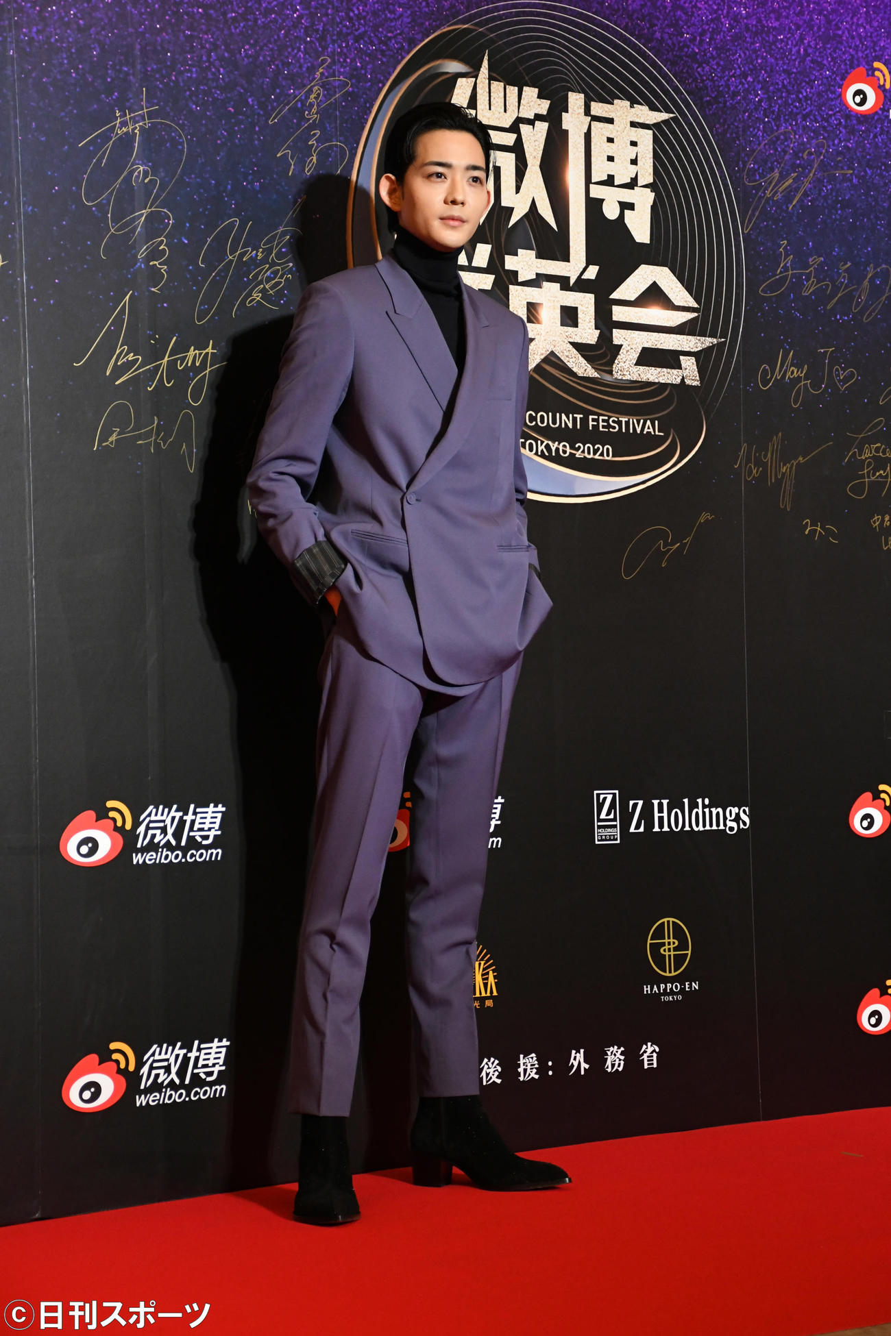 「WEIBO Account Festival in Tokyo 2020」のレッドカーペットに登場した竜星涼（撮影・大友陽平）