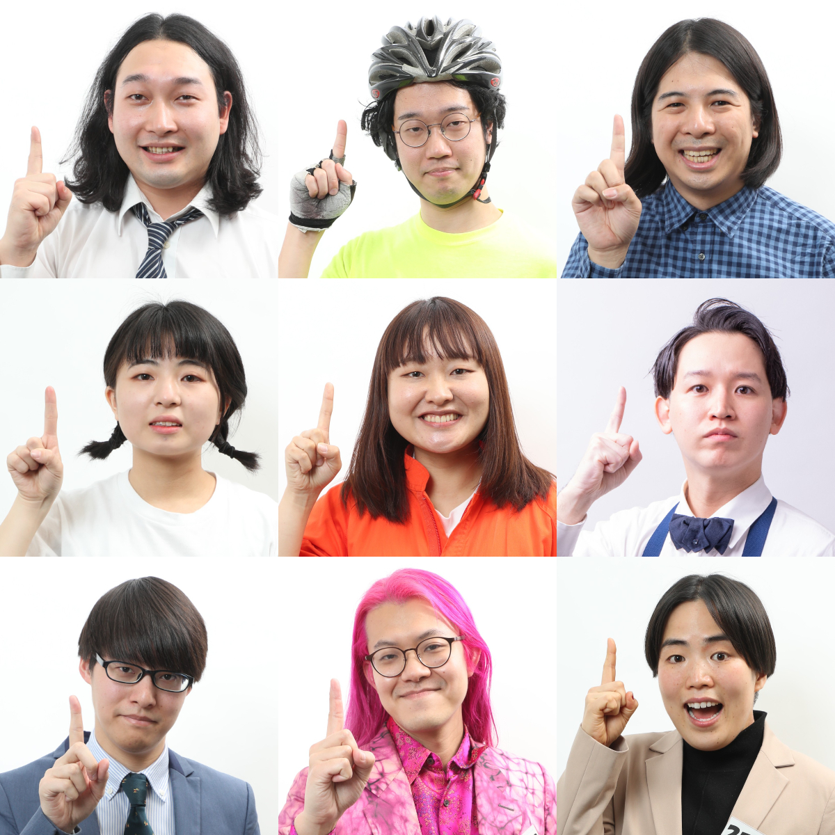 「R－1グランプリ2021」の決勝進出を決めた上段左からかが屋賀屋、土屋、森本サイダー、高田ぽる子、吉住、kento fukaya、寺田寛明、ZAZY、ゆりやんレトリィバァ