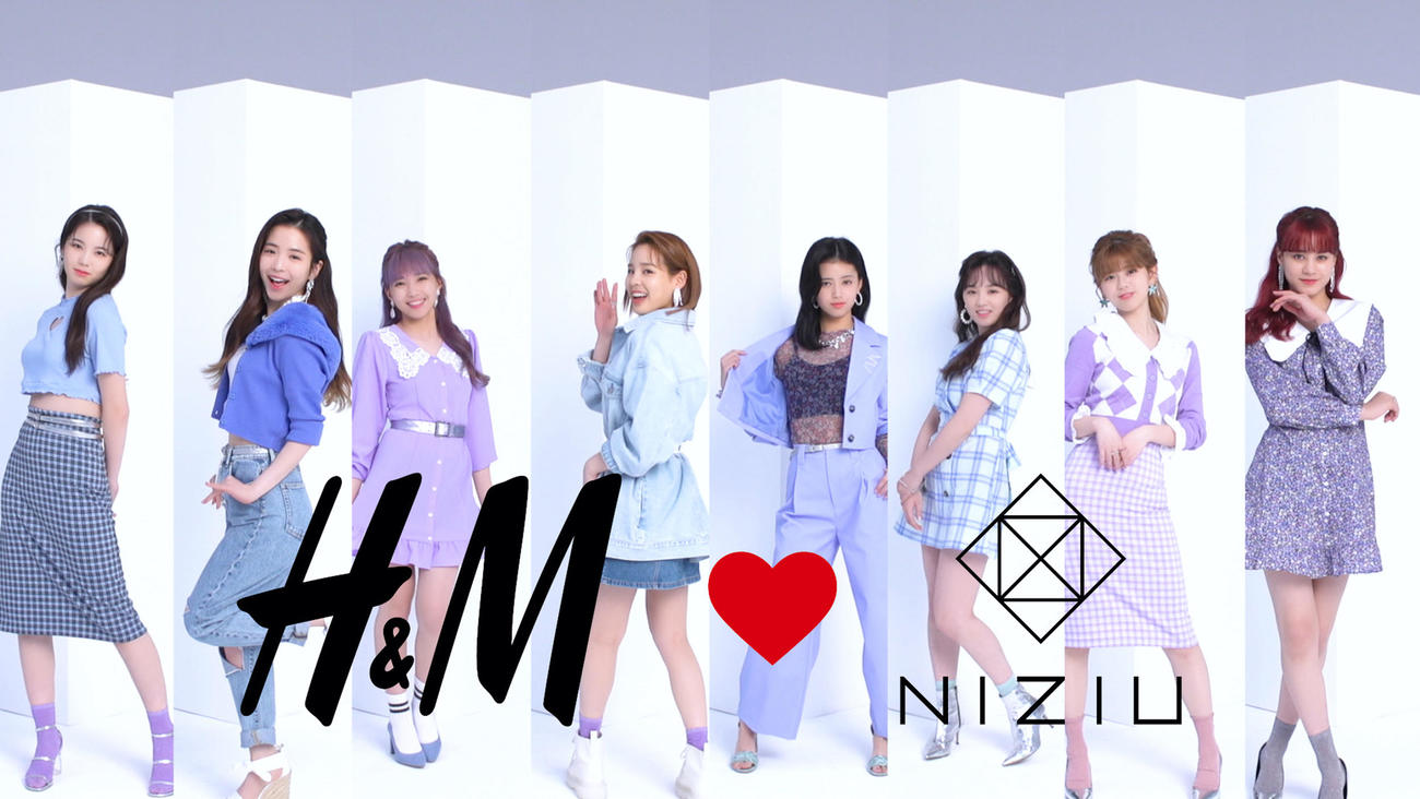 「H＆M」のキャンペーンアンバサダーに就任したNiziU。左からAYAKA、MAYA、MAYUKA、MAKO、RIMA、RIO、RIKU、NINA