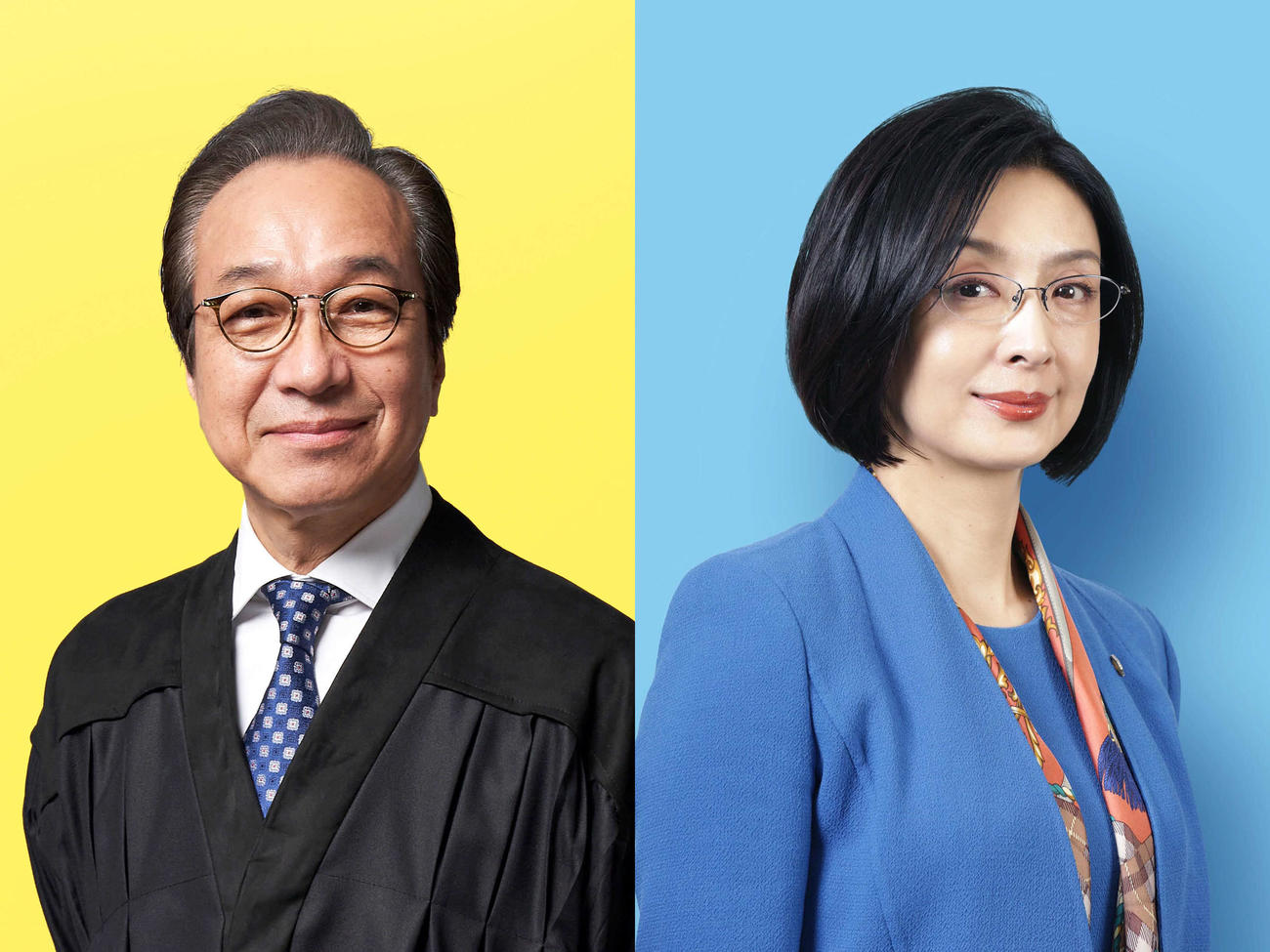 4月スタートのフジテレビ系ドラマ「イチケイのカラス」に出演する小日向文世（左）と草刈民代（C）フジテレビ
